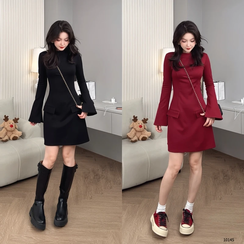 Saeda品牌女装秋冬高级感辣妹百搭高贵短款连衣裙YF10145