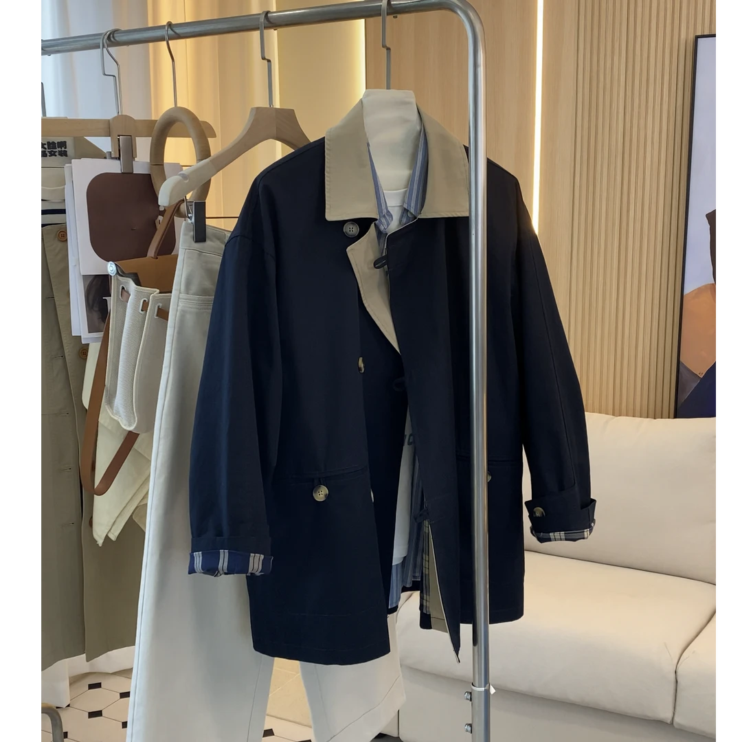 爱尔兰落日~韩系拼色质感好宽松风衣外套 20205新款