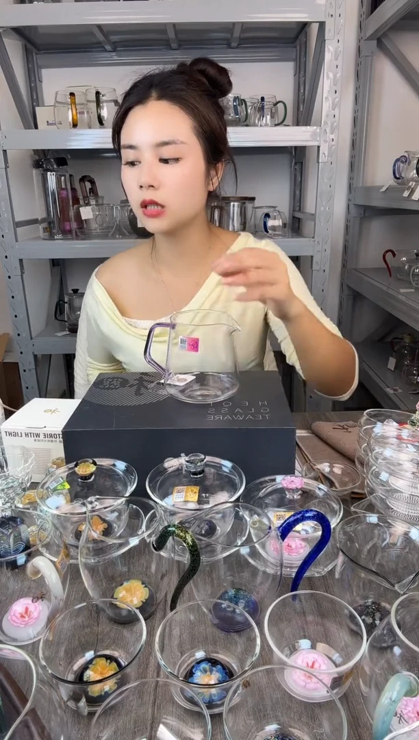 手工艺品玻璃禾器 承轩茶海 浅紫色