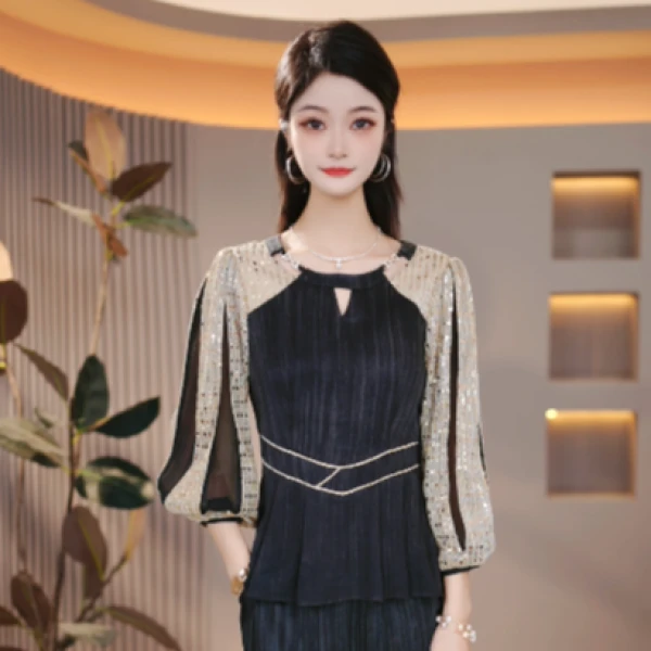 时尚修身新款收腰设计感减龄两件套套装M-4XL