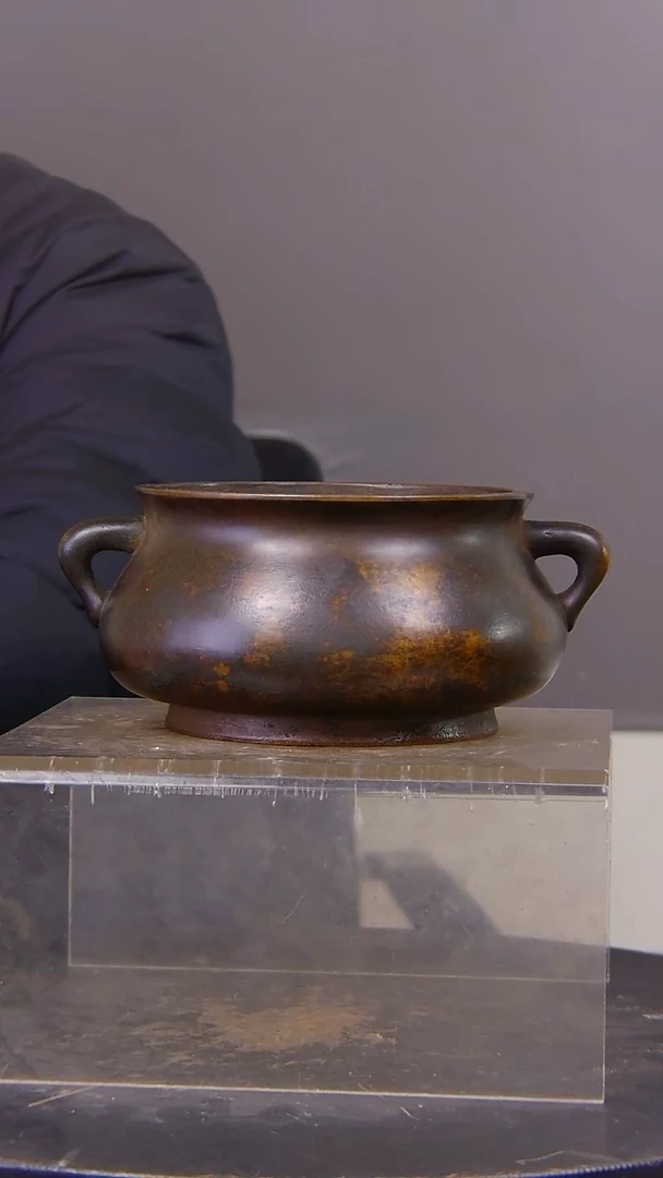 孟*大山水铜缘紫铜香炉结缘1111