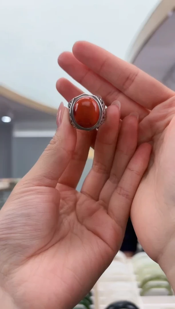 银S925镶嵌南红玛瑙戒指51