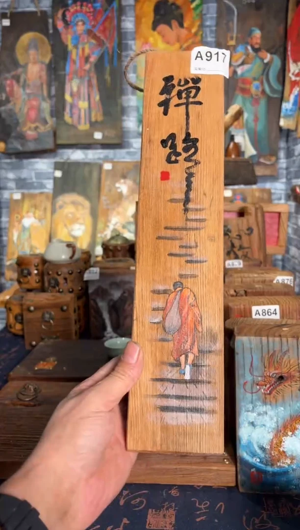 风化老门板丙烯画