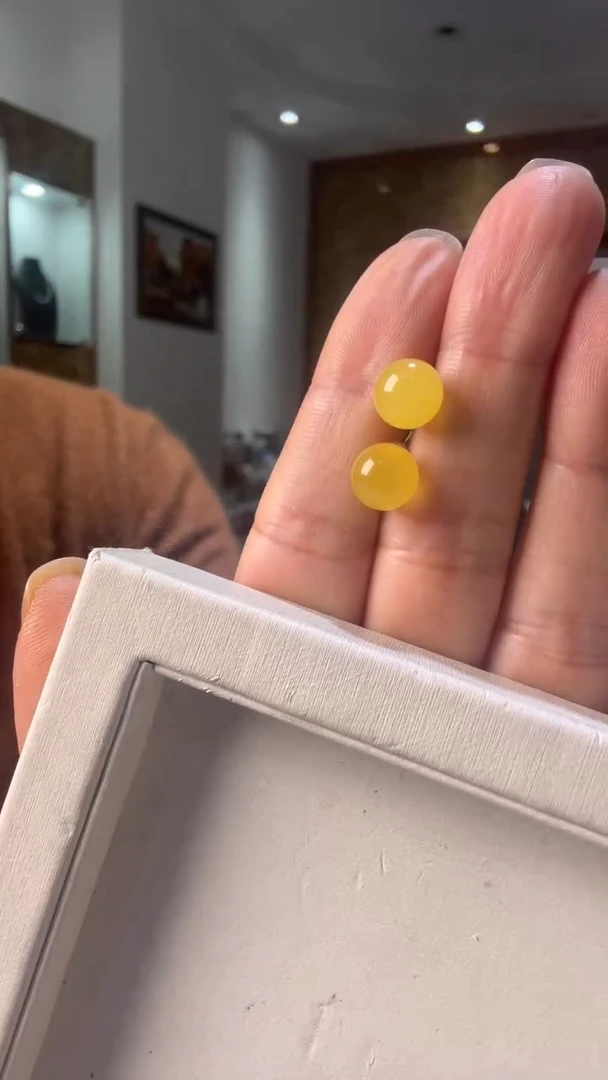 蜜蜡银S925镶嵌耳饰蜜蜡珠子耳环