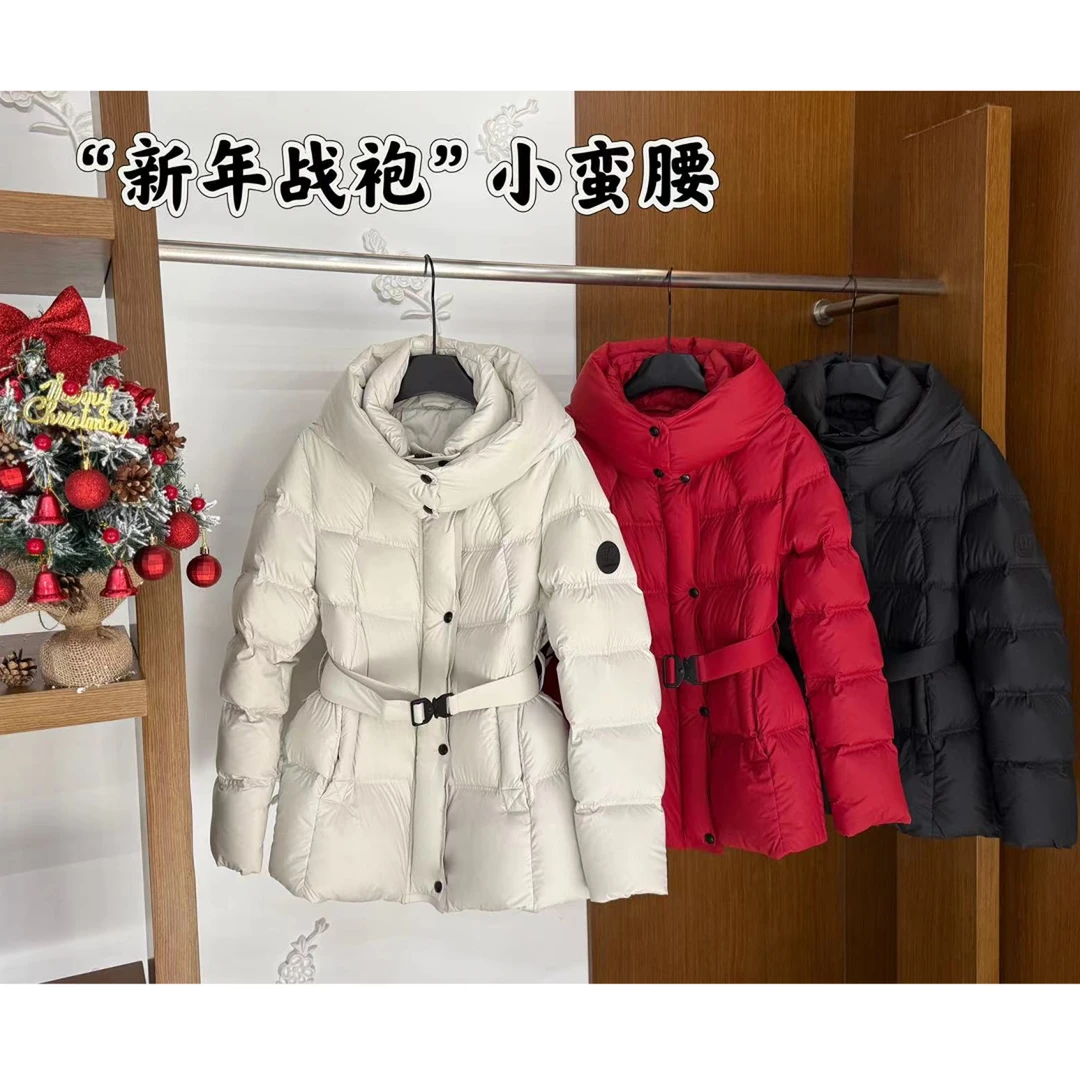 【锦衣服饰】XYG 08235韩系新国标90绒连帽收腰中长款羽绒服