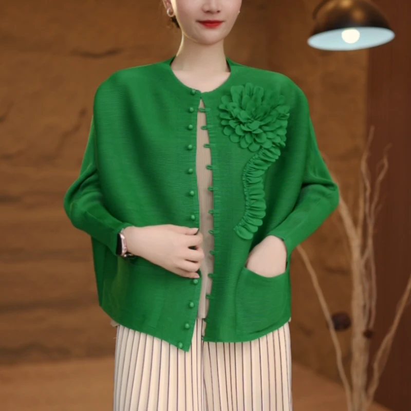 【现货】花开有期ZZM休闲风开衫褶皱女装气质洋气大码显瘦短外套