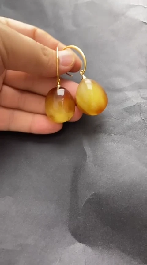 未镶嵌琥珀裸石琥珀耳坠
