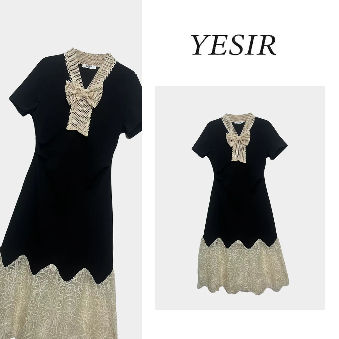 Q25159轻奢舒适感拼接显瘦连衣裙