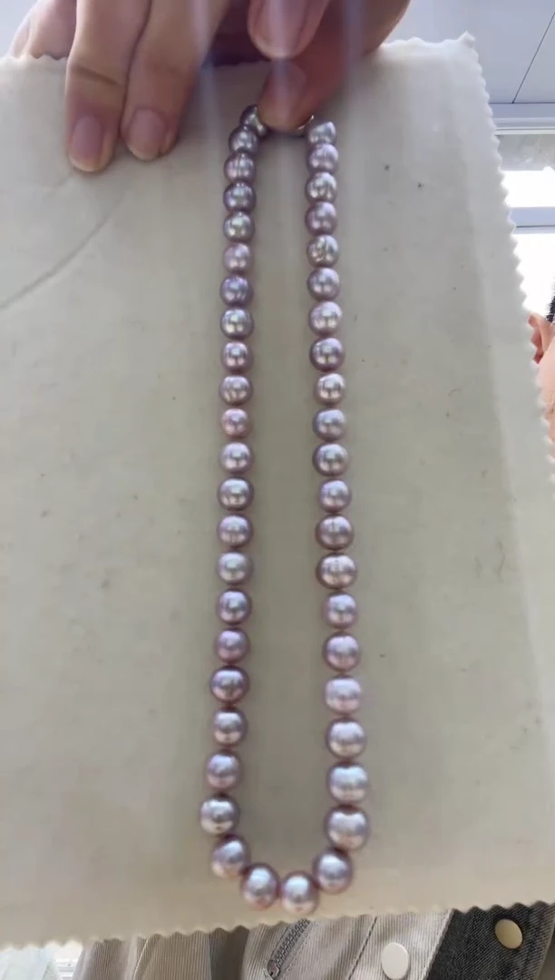 项链银S925镶嵌淡水珍珠10mm