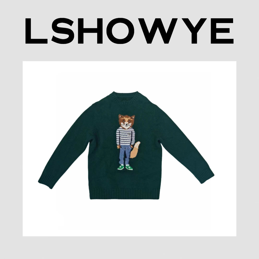 LSHOWYE｜小狐狸人像挂毛刺绣图案羊绒上衣 H9020