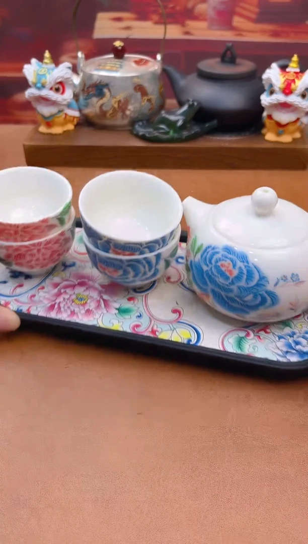 陶瓷茶具摆件旅行套组