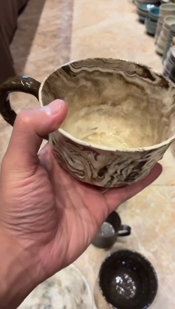 瓷片✎****ᴱ594  揉泥款咖啡杯1个