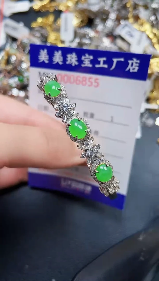 翡翠银S925镶嵌颈饰6855
