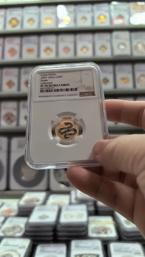 纯金2001年彩金蛇 NGC70 有证无盒