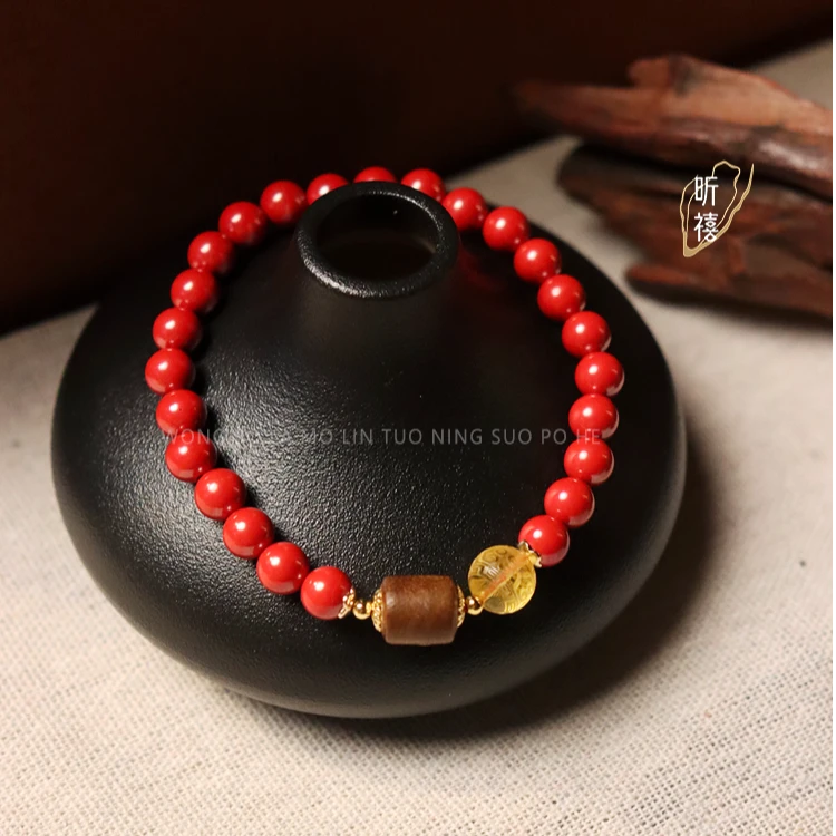 含辰砂工艺品【昕禧·火阳】朱砂设计款手串男款女款