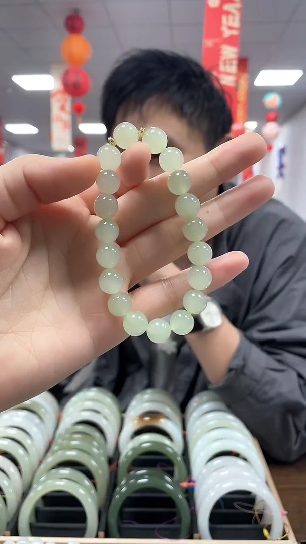 【闪购商品】和田玉手链未镶嵌翠胶猫卡10手串一条