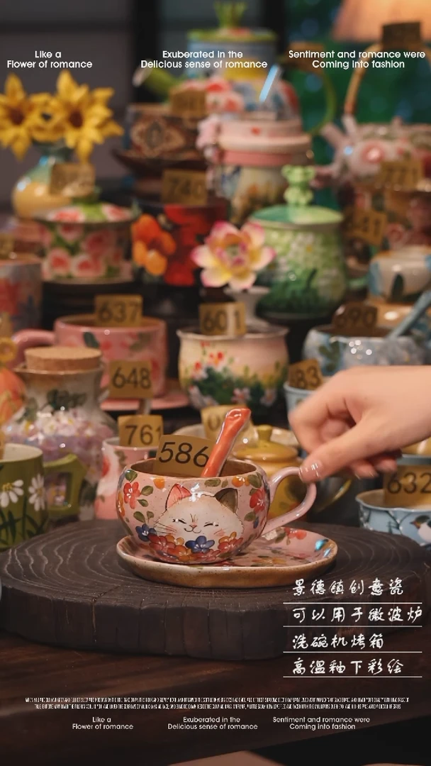 陶瓷624景德镇高温釉下彩绘设计师款式