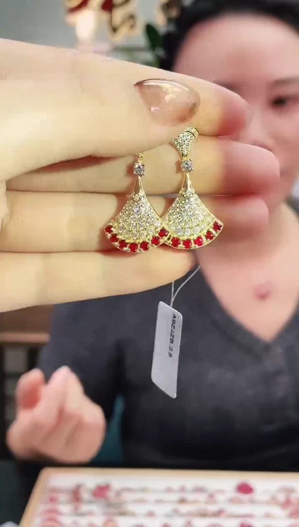 银S925镶嵌耳饰红宝石耳饰