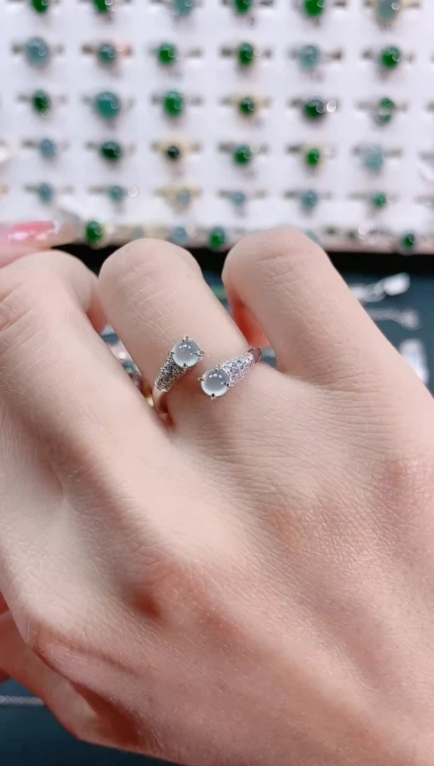 【闪购商品】翡翠戒指银S925镶嵌天然翡翠