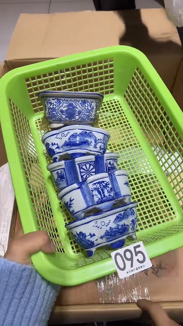 095.........茶摆件手绘花盆