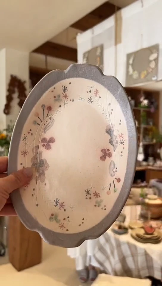 茶道摆件0000作家盘8028粉黄