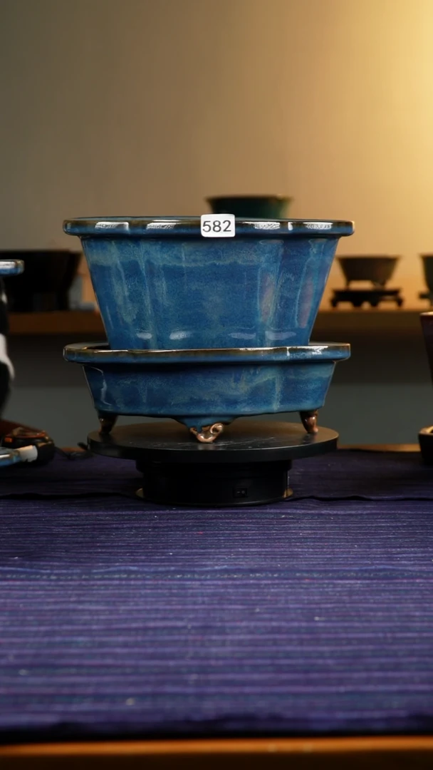 碧**黎582柴烧远山蓝海棠花盆