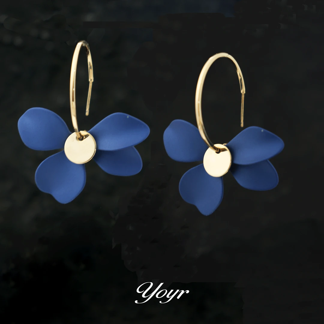 YOYR 黄铜耳饰 【秦可儿Kerr专属】澜花漾耳钉气质蓝色轻奢时尚