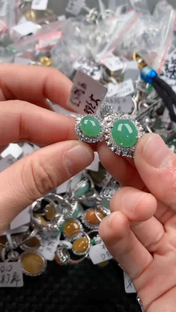 银S925镶嵌戒指翡翠555   5