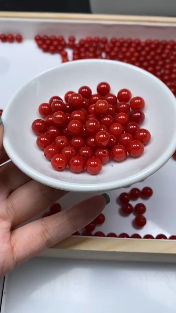 未镶嵌散珠南红玛瑙L436 柿子南红8mm30个8.8元