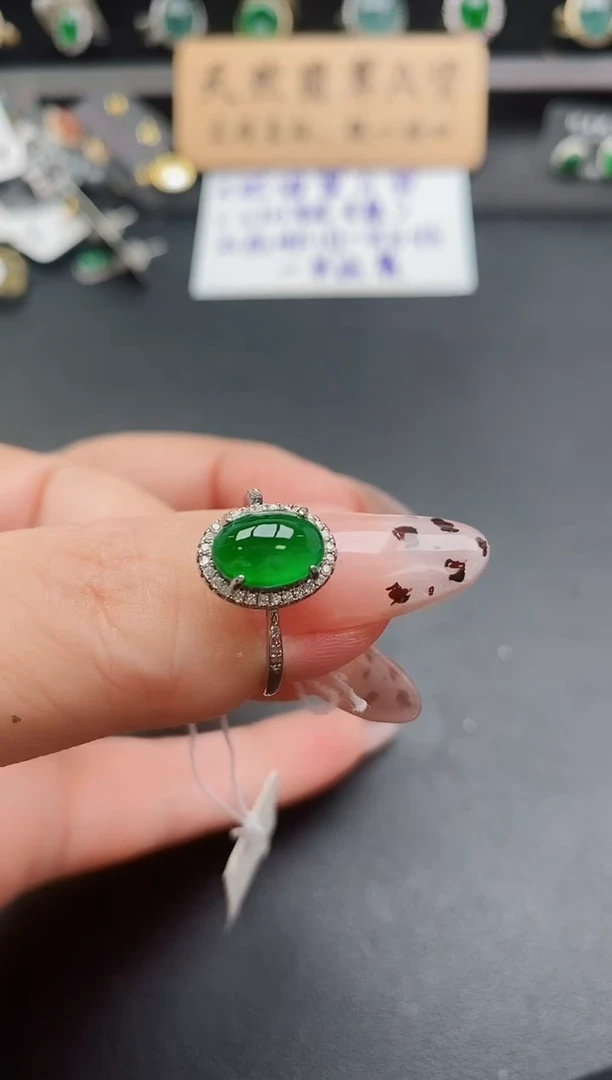 银S925镶嵌戒指翡翠1