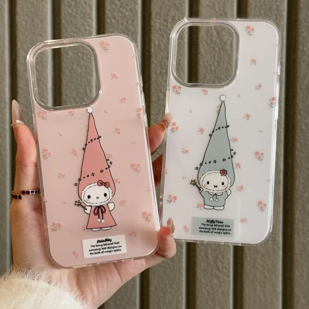 欧克里里尖帽粉kt米菲兔适用苹果16/15promax手机壳双层13/14/12