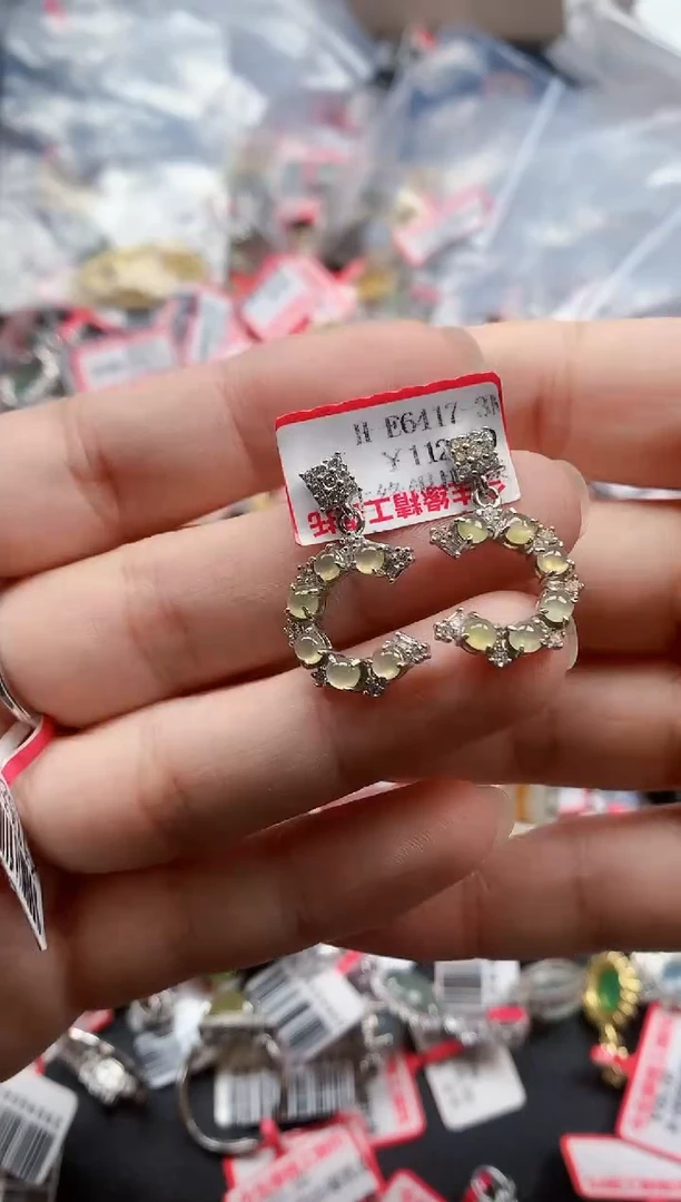 银S925镶嵌戒指翡翠天然A货缅甸翡翠