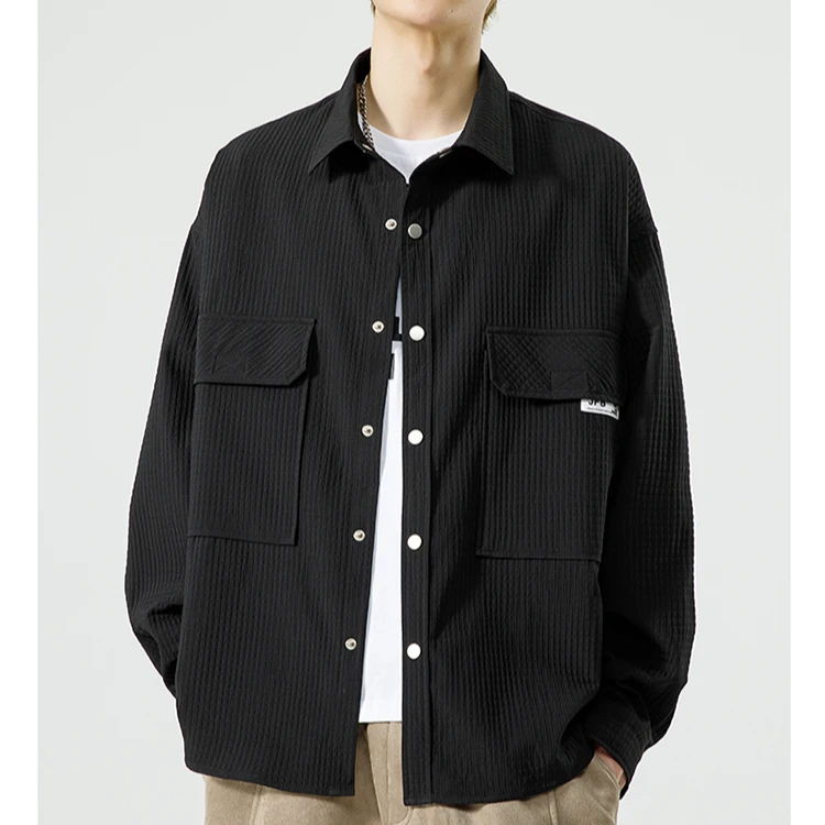 春秋新款时尚情侣衬衫潮流青春休闲宽松透气工装长袖衬衫dd