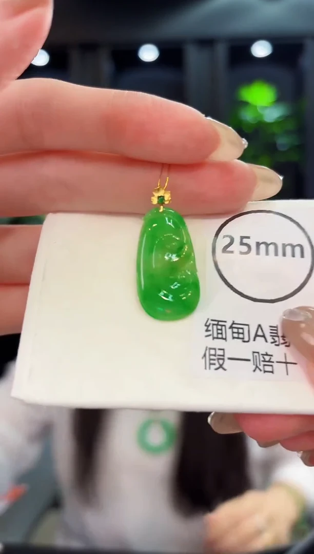 翡翠18K金镶嵌颈饰 缅料A货/支持复检/一件