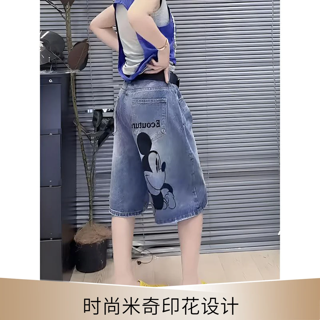 高腰显瘦直筒中裤2025夏季新款美式韩版休闲百搭宽松阔腿牛仔短裤