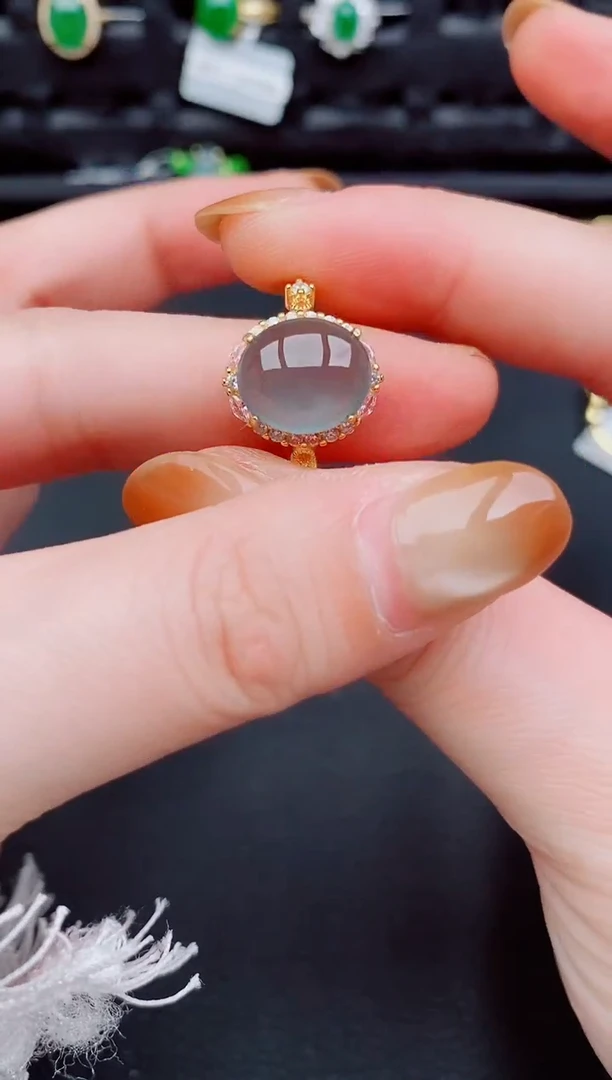 【闪购商品】翡翠戒指银S925镶嵌天然a货翡翠308