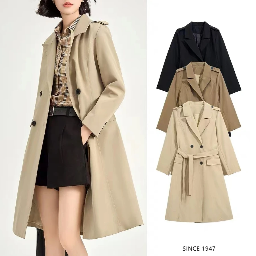 ES5130  新款  时尚翻领气质收腰中长款风衣