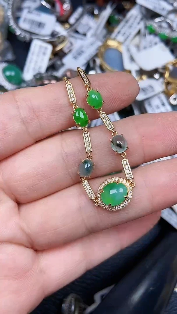 颈饰银S925镶嵌翡翠6544