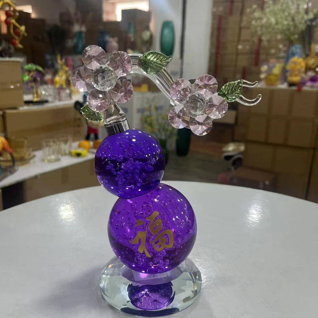 带福双花紫水晶葫芦摆件客厅玄招财位轻奢高档好物乔迁新居礼品花