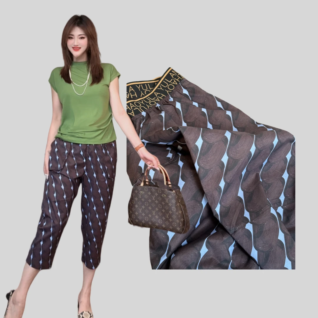 【YANLI】K25029时尚大口袋100%棉宽松休闲七分裤