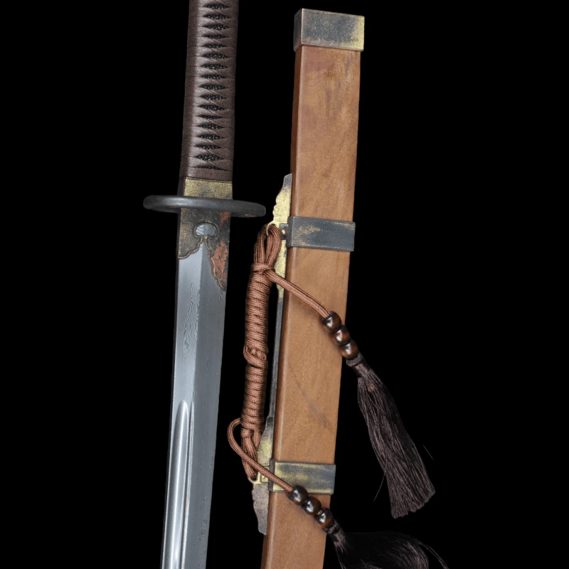 明官刀花纹钢一体龙骨锻造黄铜绣春雁翎刀户外收藏冷兵器未开刃