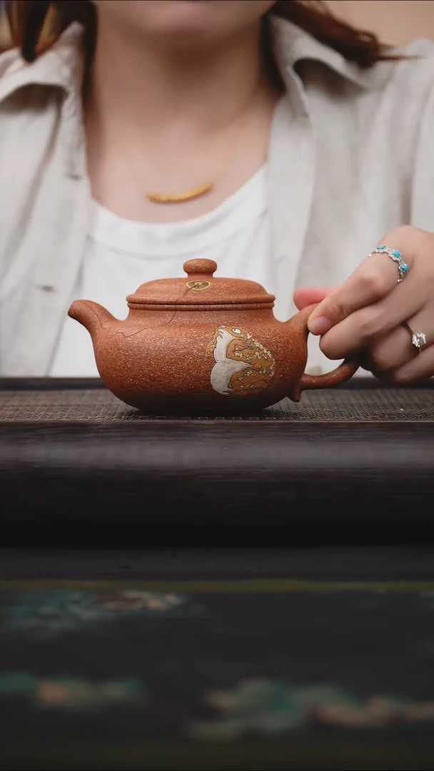 茶壶紫砂8目黄降坡 仿古 张老师 高工本工