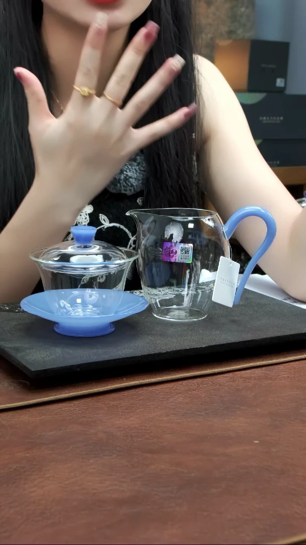 源荷盖碗+怡然茶海 雾蓝玉
