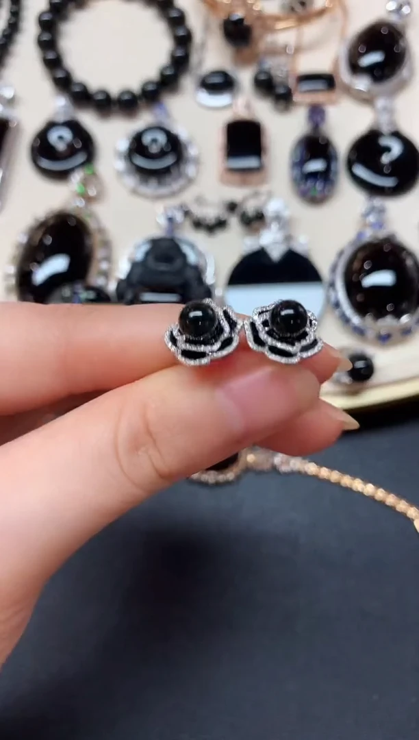 翡翠18K金镶嵌耳饰E51|4980