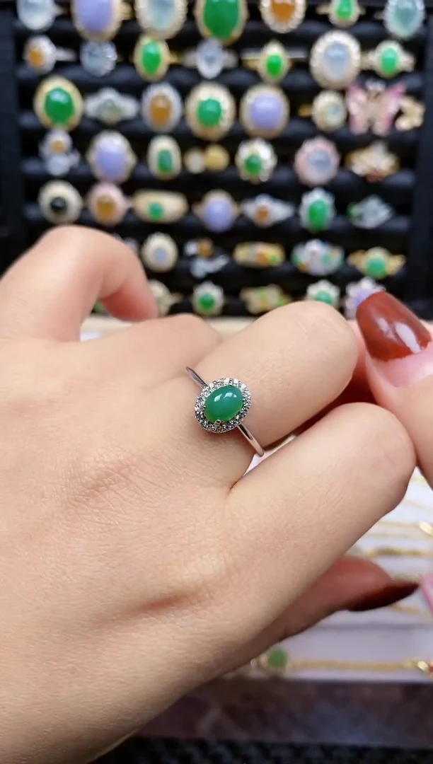 银S925镶嵌戒指翡翠355