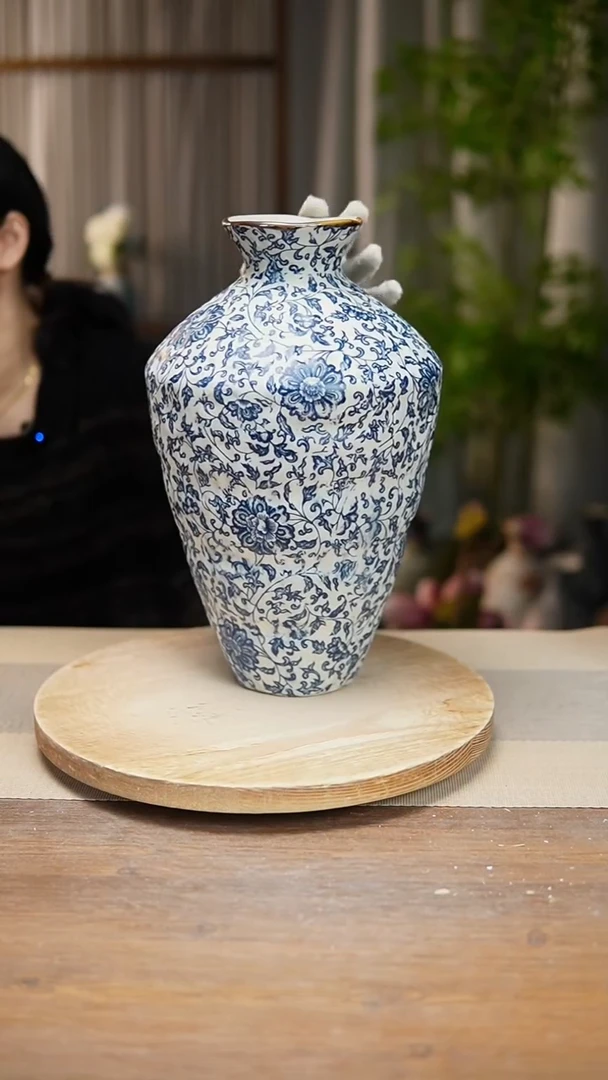 【闪购商品】陶瓷  花器青花瓷缠枝莲高脚