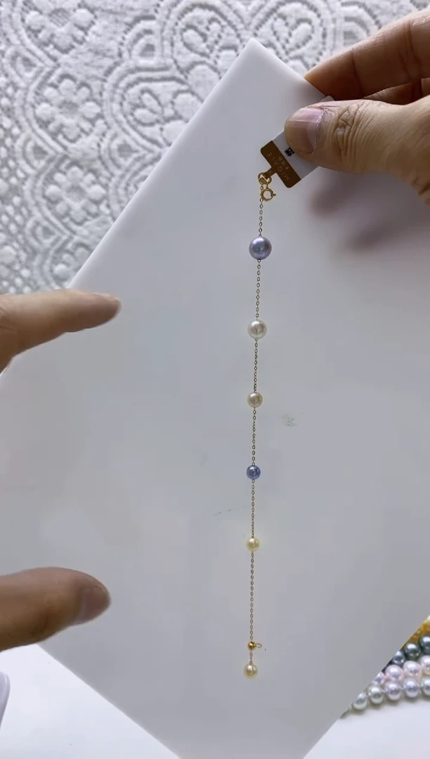 18K金镶嵌海水珍珠BG珍珠手链@@V1271