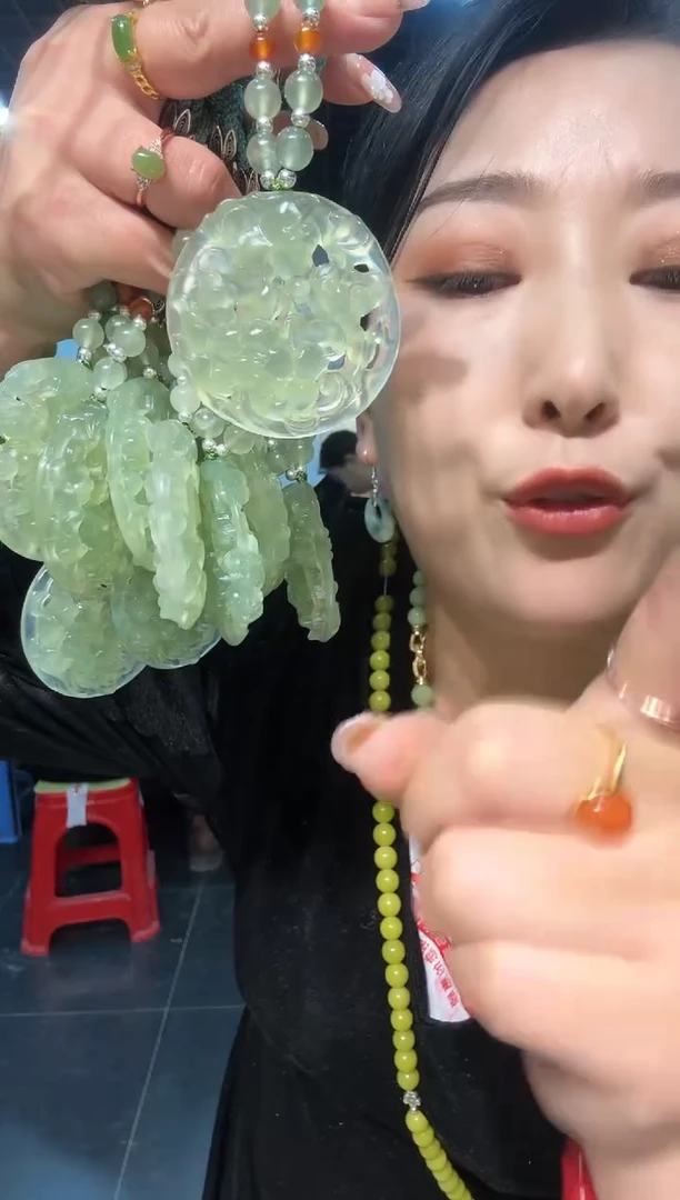 【闪购商品】岫玉颈饰未镶嵌180凤戏牡丹【半珠链】