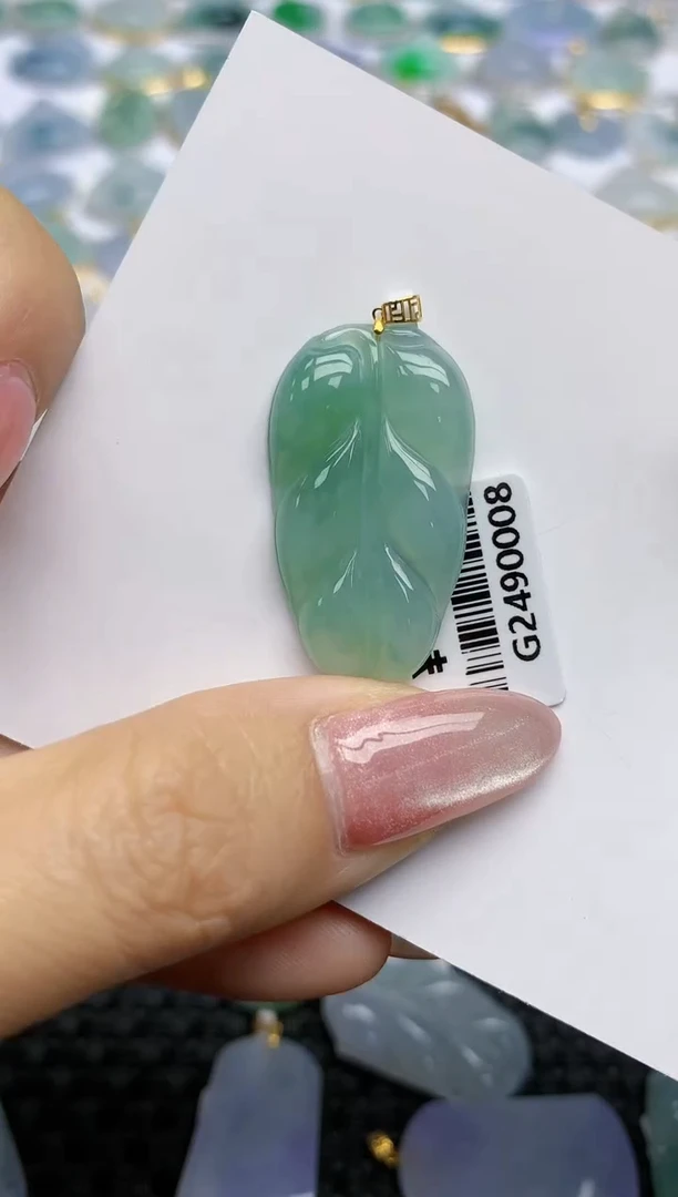 【闪购商品】翡翠挂件18K金镶嵌天然翡翠A货