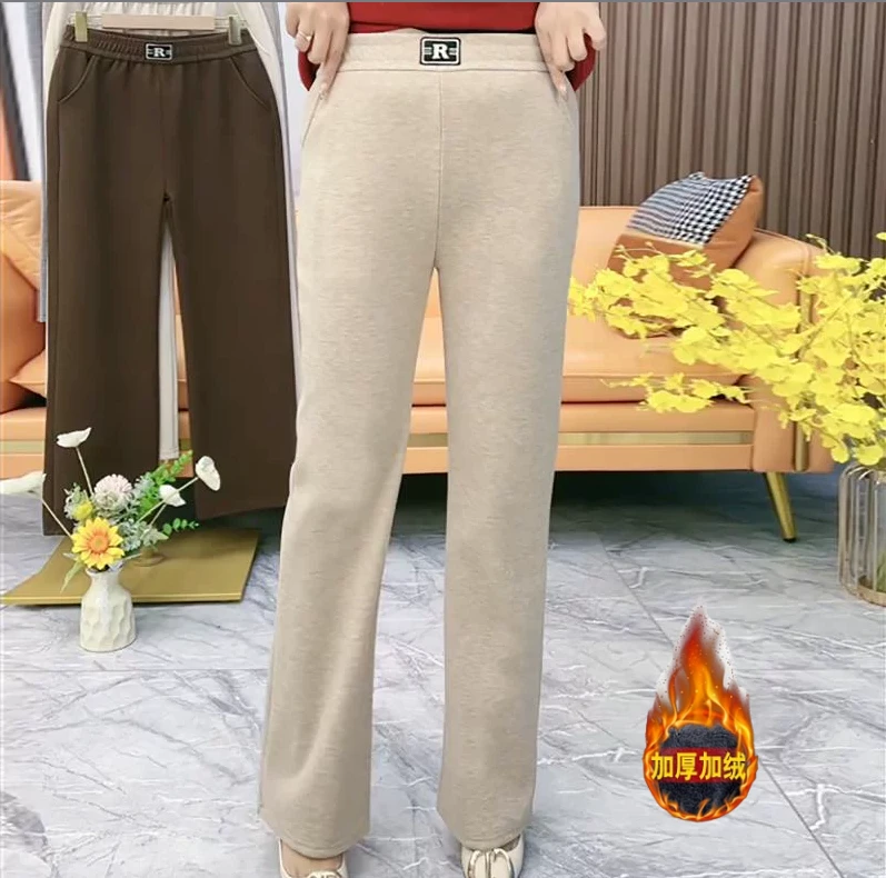 秋冬新款时尚中年妈妈装休闲百搭长裤显瘦修身宽松直筒运动休闲裤